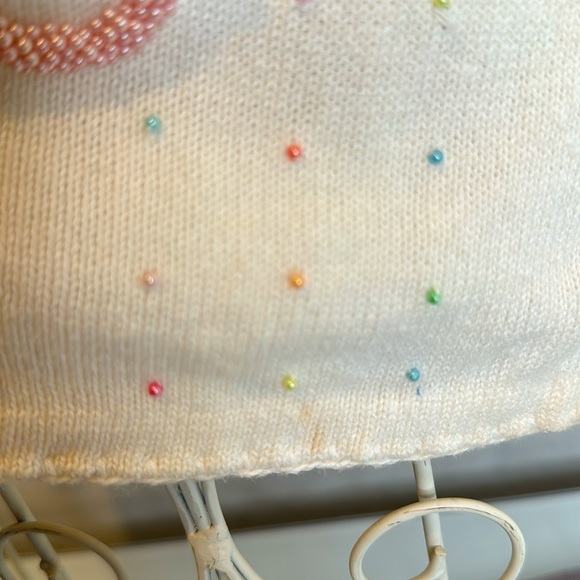Michael Simon pastel beads floral white sweater - Picture 11 of 12
